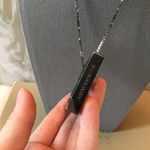 Burberry Large Nova Check Black Gunmetal Necklace - Picture 7 of 7